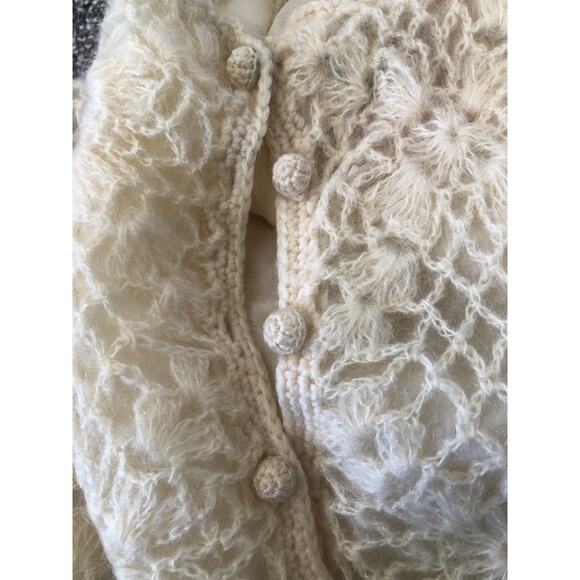 VTG Phil Rose Of California Wool Mohair Crochet Sleeveless Lined Blouse Ivory C4 - Picture 9 of 9